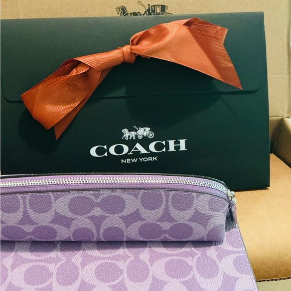 Coach Silver/Iris Signature Canvas Notebook + Pencil Case - Picture 2 of 3